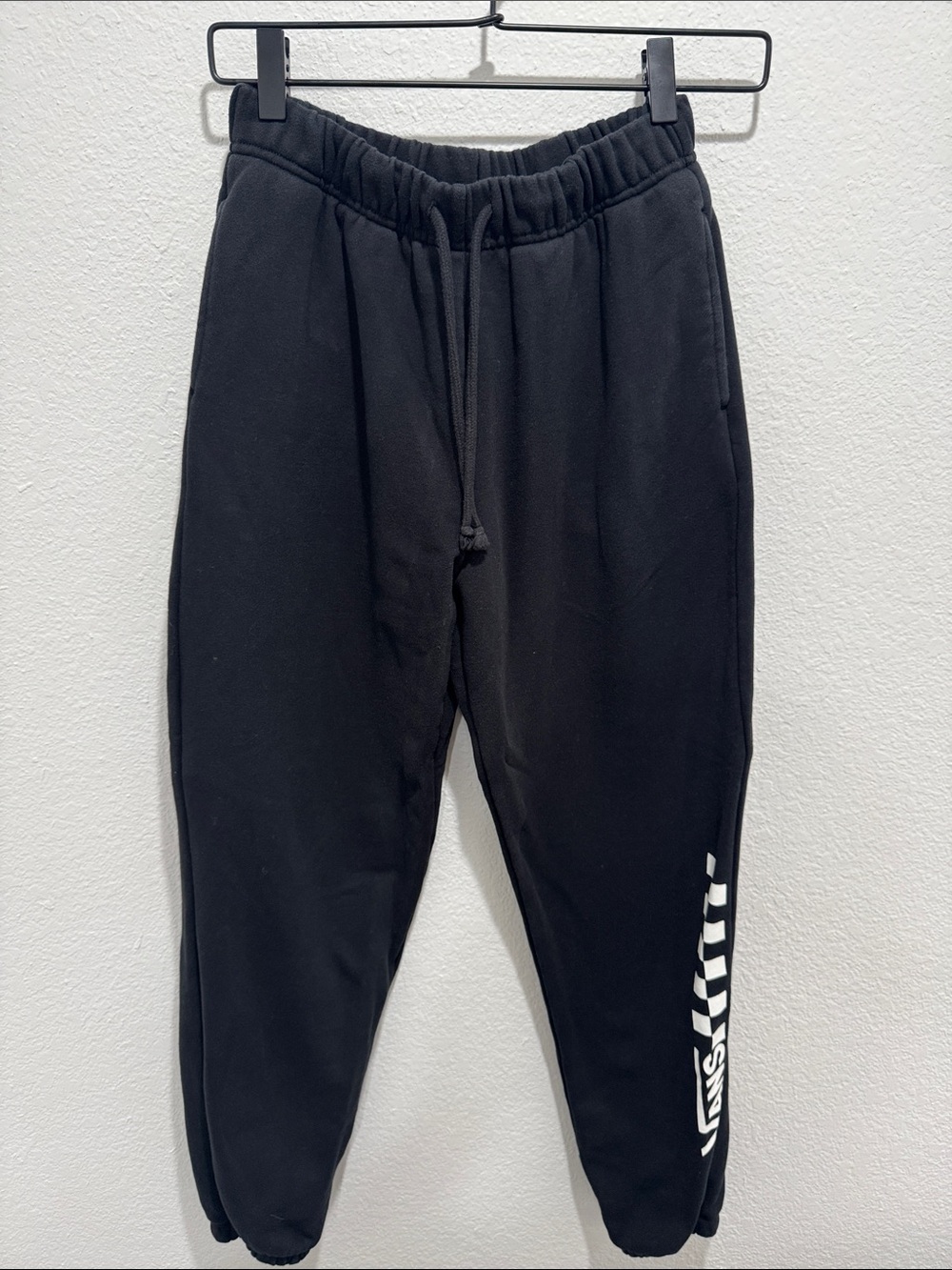 Vans Black Jogger Sweatpants with White Side Graphic